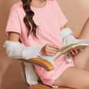 Ekouaer Women 2 Piece Pajama Sets Crew Neck Pjs Soft Short Sleeve Top and Shorts Sleepwear Summer Lounge Set (Pink, M)