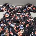 BLENCOT Womens Casual Square Neck Long Sleeve Boho Floral Midi Dress Print Side Split Dresses L/XL