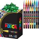 posca Paint Markers, 3M Fine Acrylic Markers with Reversible Tips, Art Supplies For Gifts, Decorations, Fabric, Metal, Glass, and Canvas, Assorted Colors, Set of 24