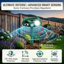 Upgraded Sonic Fortress Pro Deer Repellent Devices Squirrel Rabbit Cat Raccoon Deterrent Solar Ultrasonic Animal Repellent Outdoor with Motion Activated Strobe Light for Yard Garden Protection,2Pack