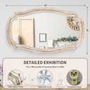 HOITUZYUS 36x24 Inches Rustic Scalloped Wall Mirror, Baroque Curved with Beaded, Distressed Wooden Decorative Mirros for Living Room, Bedroom, Entryway - Horizontal or Vertical