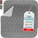 Sures Waterproof Chair Pads for Incontinence (22" x 21") - Washable, Waterproof Seat Protector - Chair Protector Seat Cover - Absorbent Pad for Bed, Seat, Car, Wheelchair & Recliner (Gray, 2 Pack)