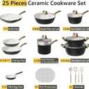 Bazova 25-Piece Pots and Pans Set Non Stick,Titanium Ceramic Cookware Set Non Toxic,Long-Lasting,PFAS Free,Induction Compatible,Complete Kitchen Set for All Family Cooking Needs