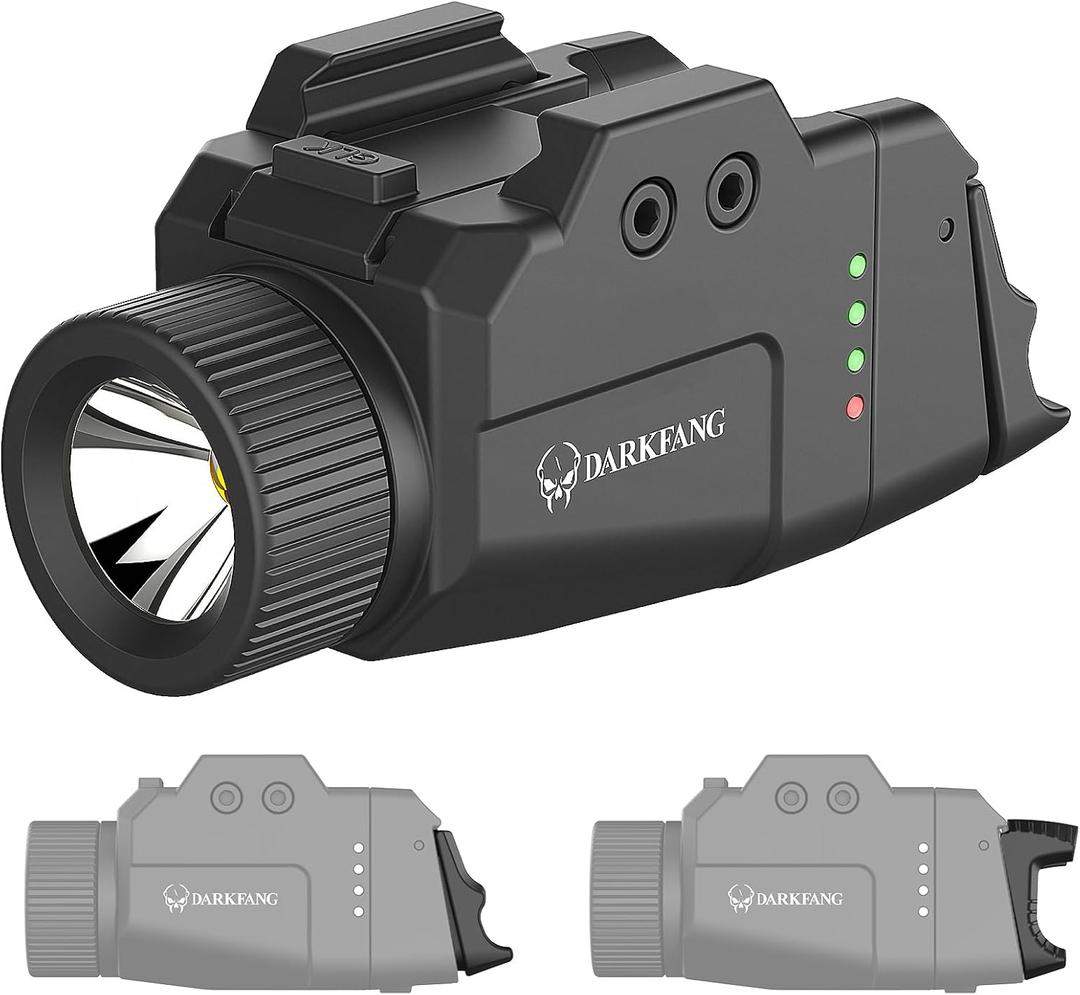 DARKFANG Compact Pistol Flashlight 1000 Lumen Tactical Flashlight with High and Low Rear Switch for Glock and Picatinny Rail