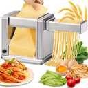 Domestic Electric Pasta Maker Automatic Stainless Steel Noodle Machine with Adjustable Dough Roller/Cutter for Home Handmade Spaghetti, Fettuccini, Lasagna, Pie Crust, Dumpling, Wonton