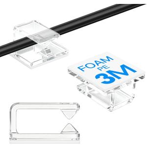 120 PCS Cable Clips, Small, Clear,Christmas Light Clips, Cable Management Wire Organizer Cord Holder for Under Desk, Car, Wall, TV PC Ethernet Cable (3/8"-120PCS)