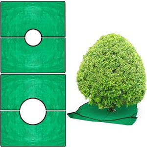 Amylove 2 Set Landscape Pruning Tarp 78.7"x78.7" Waterproof Bush Trimming Tarp with Hole Shrub Catcher with Four Corner Buckles for Leaf Collection Garden Tree Shrub Leaf Trimming Accessories