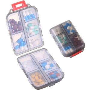 1Pack Travel Pill Organizer - 10 Compartments Pill Case, Compact and Portable Pill Box, Perfect for On-The-Go Storage, Pill Holder for Purse Gray