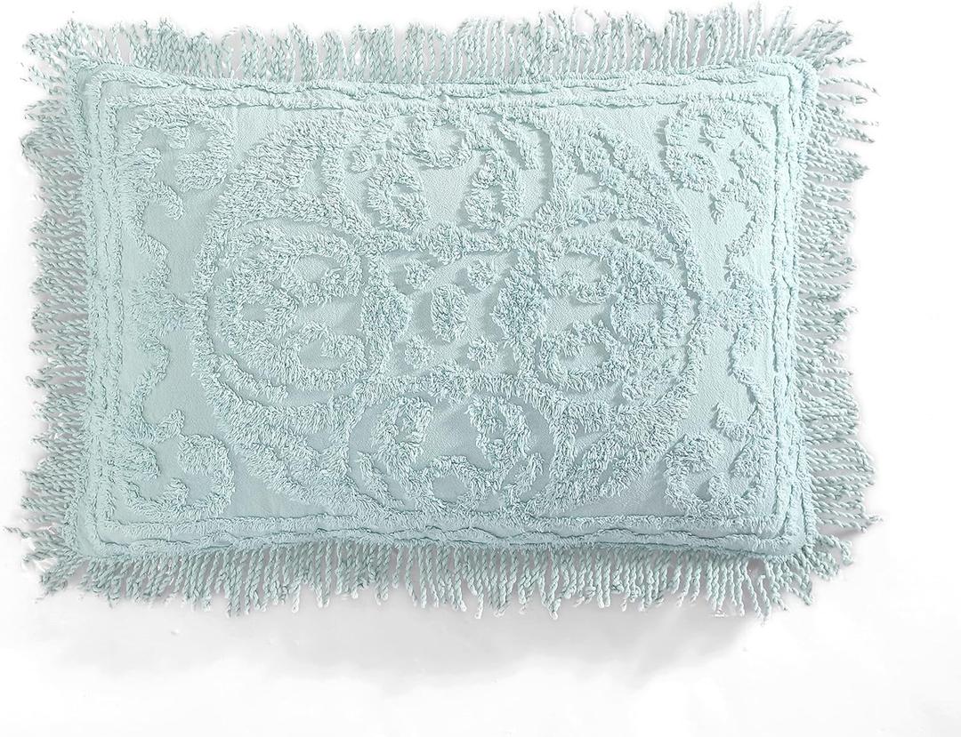 Beatrice Home Fashions Medallion Chenille Bedspread, King Sham, Blue