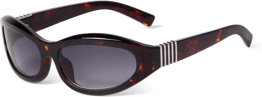 Y2K Rave Sunglasses for Women Wrap Around Oval Thick Frame Futuristic Luxury Shades UV400 Protection
