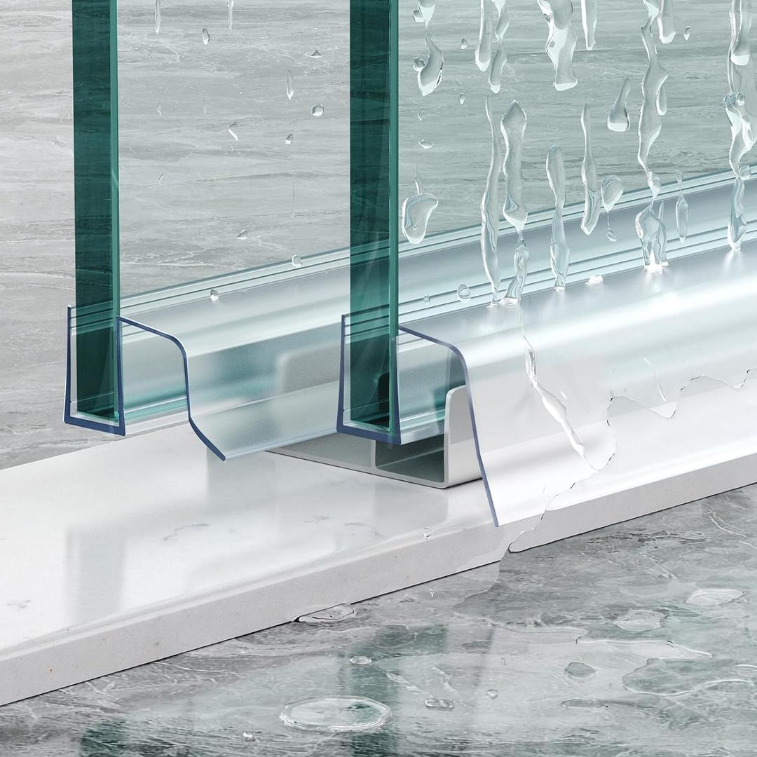 Sliding Shower Door Bottom Seal, 2 PCS 3/8" x 36" Sliding Shower Door Sweep for 3/8Inch Glass, Frameless Glass Door Seal Strip Stop Shower Leaks and Create a Water Barrier