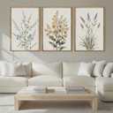 Anyzal Framed Minimalist Botanical Wall Art Large Neutral Floral Art Prints Modern Beige Wildflower Wall Decor for Living Room Bedroom Dining Room Office 16x24x3 (24L" x 16W")