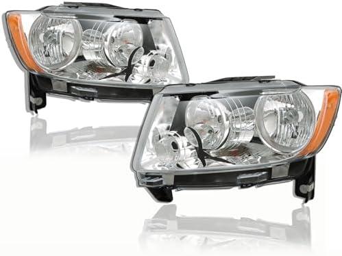 munirater RH&LH Headlights for Grand Cherokee 2011-2013 / Compass 2011-2017 Halogen Headlamp Assembly Driver and Passenger Side
