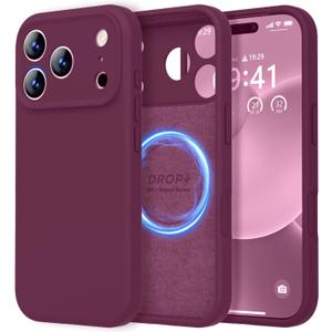 LOVE 3000 Designed for iPhone 17 Pro Case, Premium Silicone [Compatible with Magsafe][Soft Anti-Scratch Microfiber Lining] Shockproof Protective Phone Case for Men Women 6.3", WineRed