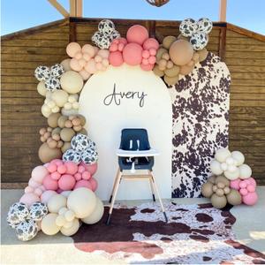 Dusty Pink Cow Balloon Arch Garland Kit Dusty Pink, Light Pink, Brown, Sand White and Cow Print Balloons for Baby Shower, Birthday, Farm, Western, and Cowboy Theme Party Decoration