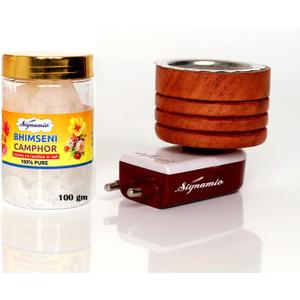 Bhimseni Camphor Incense Burner - Electric Aroma Karpuram Diffuser with 100gm Camphor (Brown)