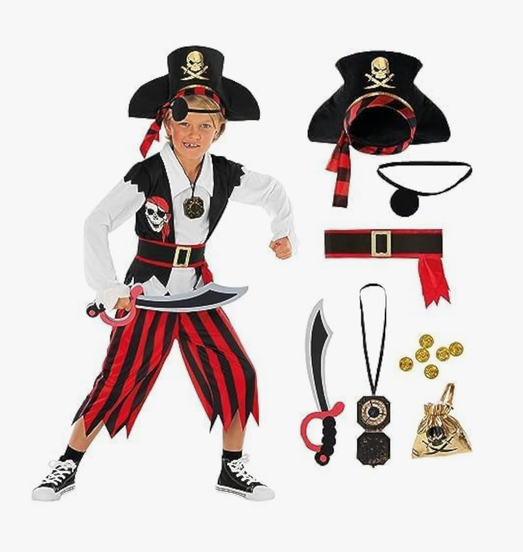 Morph Pirate Costume For Kids - Boys Pirate Outfit - Fun Dress Up Costume For Halloween, Parties, Role Play, Size M