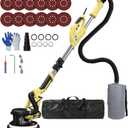 Drywall Sander, 2025 Upgraded 8-Amp Popcorn Ceiling Removal Tool with 7 Variable Speed 800-1800RPM, Drywall Sander with Vacuum Dust Collector with Extendable Handle, LED Light, 12pcs Sanding Discs (Yellow)