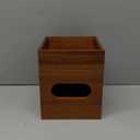 Square Tissue Box Cover with Storage Tray,Acacia Wood Tissue Box Holder for Desktop Nightstand Bathroom Office,Decorative Facial Tissue Cube Box Cover/Organizer for Modern Home Decor (Brown)