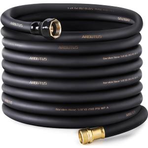Garden Hose 5/8" x 75ft - Brass connector Rubber Heavy Duty Water Hose 600 PSI Burst Pressure, Durable Flexible Hose for Yard, Car Wash, Pets Black