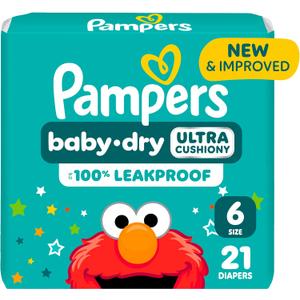 Pampers Diapers - Baby Dry - Size 6, 21 Count, Absorbent Disposable Infant Diaper (Packaging May Vary)