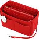 ETTP Purse Organizer Insert, Felt Tote Organizer Insert With Metal Zipper, Handbag Organizer For Speedy, Neverfull, Tote, Handbag, 7 Colors 5 Sizes (XL, Red)