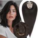 S-noilite Hair Toppers for Women Real Human Hair, 100% Human Hair Toppers for Thin Hair,3.5"*4.7" Handmade Free Partable Nature-mimicking Scalp Lace Base 14" Natural Black