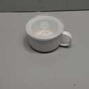 Oversized Soup Bowl with Handle: 38 oz Ceramic Soup Mug with Lid - Microwave Safe Jumbo Food Storage Container for Ramen Cereal Breakfast Meal Prep Office Lunch Dorm Living - White 6 Inch