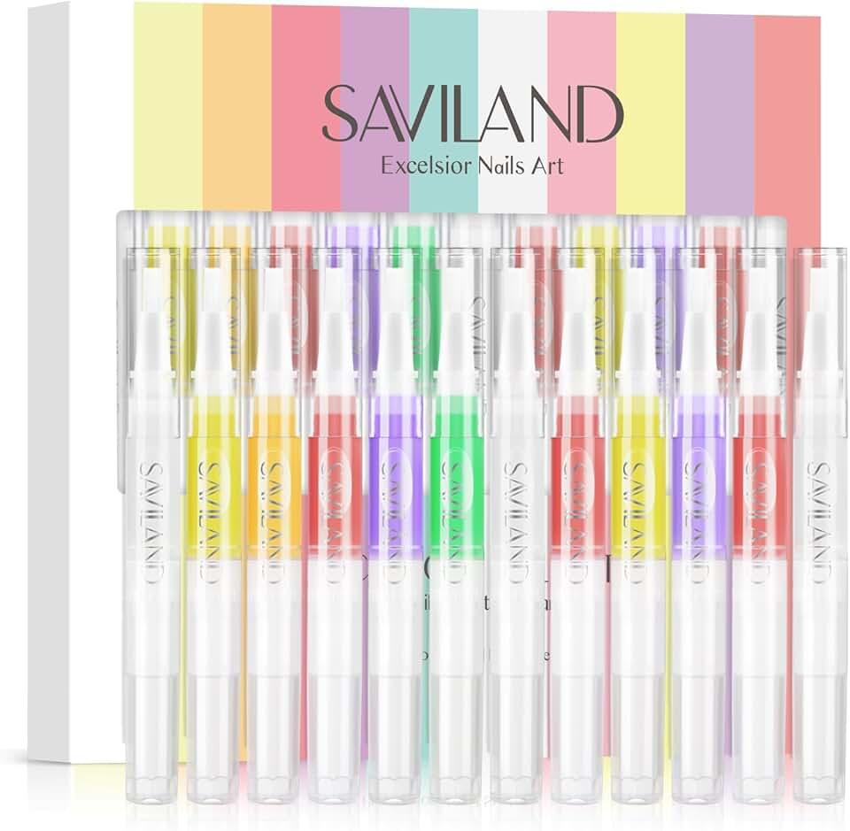 SAVILAND Natural Cuticle Oil Pen: 12PCS Revitalizing Cuticle Oil for Nails with Vitamin E For Repair Cuticles Overnight Cuticle Softener Nail Strengthener Protector for Damaged Skin Thin Nail