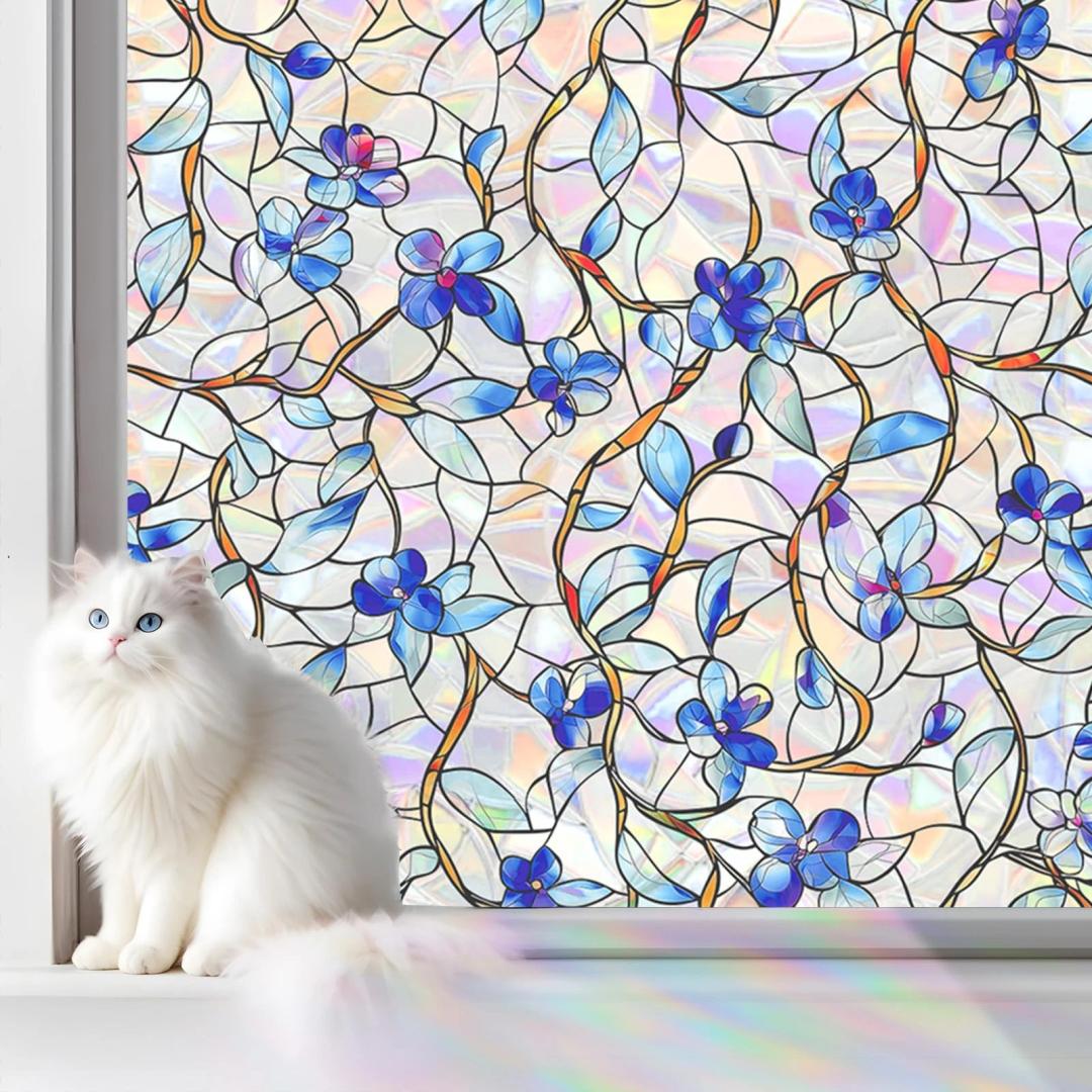 Rainbow Window Privacy Film,Heat Control,UV 45*78.5, Blue&green