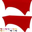 Table Covers for 6 Foot Tables, 2 Pack Red Washable and Wrinkle Resistant Stretch Tablecloths Rectangle 6ft for Events, Wedding, Banquets, Parties (72" x 30" (Rectangular) 2Pack)
