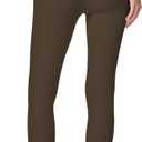 High Waisted Leggings for Women - Fold Over Tummy Control Yoga Leggings Compression Workout Athletic Gym Pants (Brown, L)