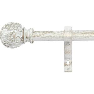 RYB HOME Small Window Curtain Rod Short, Easy Hanging Kitchen Drapery Rod with Mounting Set Ivy Pattern Ball Finials for Living Room Bedroom Bathroom, 28 to 48", White, 1 inch Diameter
