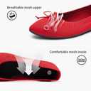 Shupua Women's Flats Black Flats Shoes Pointed Toe Ballet Flats Comfortable Bow Girls Flats Dressy (10, Red)