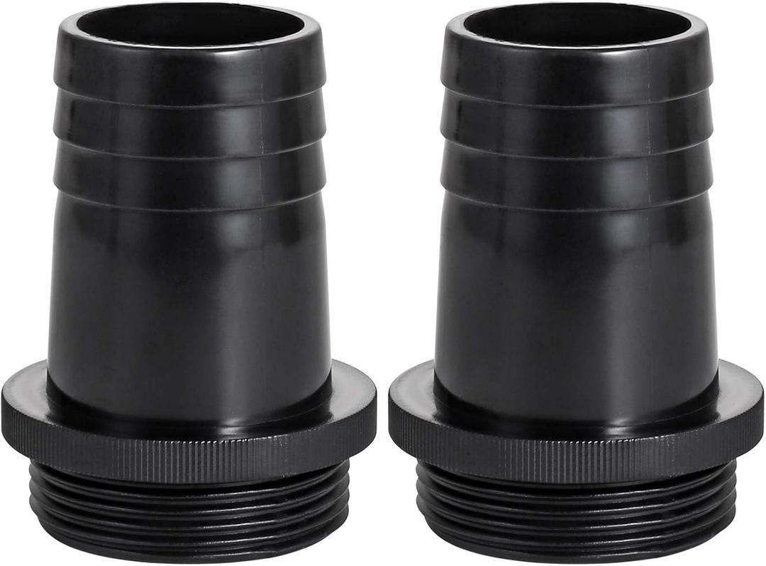 Hose Barb Fitting 1-1/2" Barb x G1-1/2" BSP Male Adapter 2 Pack, ABS Plastic Submersible Pump Outlet Connector for Pond Pump Fountain Aquarium Water Feature, 1.5 Inch Barb Fitting 47mm Thread OD