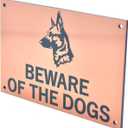 Beware of the Dogs Sign (German Shepherd) - Easy to See Warning, Indoor/Outdoor Notice, Deterrent Sign (Gold/Silver/Copper) (Copper)