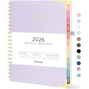 Forvencer 2026 Planner, Hardcover Calendar Planner Weekly and Monthly, January 2026 - December 2026, 8.5" x 11", Spiral Agenda Book with Tabs, Exquisite Daily Journal with Inner Pocket, Organizer Notebook for Office Home School, A4 Size, Purple