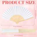 24 Pieces White Hand Held Bamboo Folding Fans Paper Fans Handheld for Women Foldable Girls Wedding Decoration Church Home Party Favors Summer