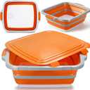 30L Collapsible BBQ Prep Tub with Locking Lid & Cutting Board - Marinade Container Grill Carry System for RV Picnic Tailgate - Portable Wash Basin for Kitchen Camping Sink - Gift for Men Women