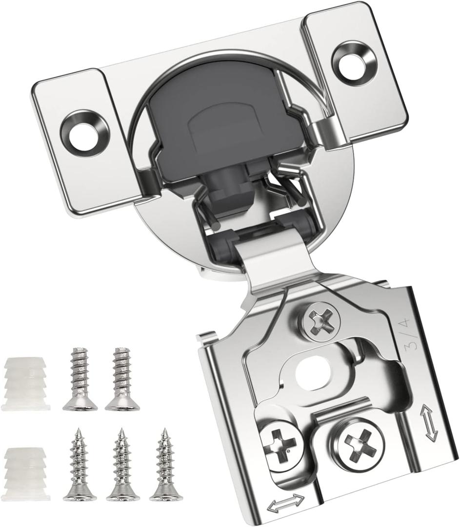 Chibery 50 Pack 3/ 4" Overlay 3D Soft Close Concealed Hinge for Face Frame Door, Self Closing Hidden Satin Nickel, 105° Open Angle Concealed Stainless Steel Hinges for Kitchen Cabinet Door