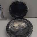 U-QE 100PCS Clear Black Plastic Plates - Heavy Duty Black Disposable Plates Including 50PCS 10'' Dinner & 50PCS 7.5'' Dessert Plates -Hard Plastic Platos for Halloween & Party & Wedding