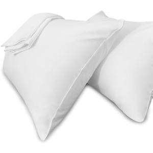 Precoco White Pillow Cases Standard Size Set of 4 | 100% Cotton Pillowcases with Zipper Hidden | Premium Cooling Decorative Pillow Covers with 600 Thread Count, Soft & Smooth, 20x26 inches