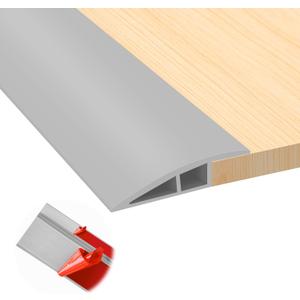 Floor Transition Strip, Self Adhesive Door Threshold for Doorway, Carpet Edging Trim Strip Vinyl Overlap Edge Reducer for Carpet, Tile, Threshold Ramp (1/5" to 2/5", Gray, 3.3FT)