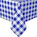 Hiasan Checkered Tablecloth Square, 70 x 70 Inch - Waterproof and Wrinkle Resistant Table Cloth for Picnic, Dinner and Party, Washable Polyester Fabric, Royal Blue and White Gingham Pattern