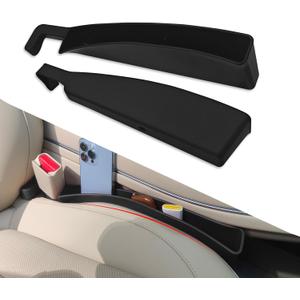 2PCS Car Seat Gap Filler, Car Seat Gap Organizer with Phone Holder, Black Multifunctional Seat Side Gap Filler Stop Things from Dropping, Universal Car Interior Accessories Fit Car SUV Truck