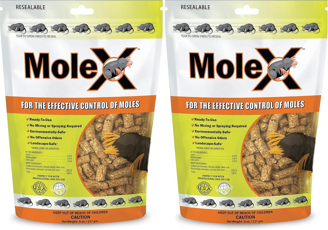RatX EcoClear Products 620204, MoleX All-Natural Non-Toxic Humane Mole Killer Pellets, 8 oz. Bag (Pack of 2)