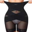 Nebility Shapewear Tummy Control Body Shaper High Waisted Butt Lifting Panties Shapewear Shorts Thigh Slimmer (Large, Black)