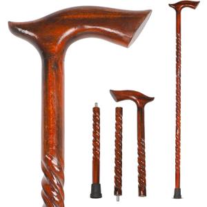 Wood Cane 36 Inches Natural Classic Wood Walking Stick Fancy Canes Ergonomic Wood Cane for Seniors (Elegant Derby Handle)