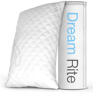 Dream Rite Shredded Memory Foam Pillow Series Luxury Adjustable Loft Home Pillow Hotel Collection Grade Washable Removable Cooling Bamboo Derived Rayon Cover- Queen, Pack of 1 