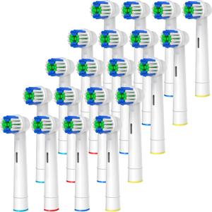 Replacement Toothbrush Heads Compatible with Oral-B Braun, 20 Pcs Professional Electric Toothbrush Brush Heads for Oral B Replacement Head Refill Pro 500/1000/1500/3000/3757/5000/7000/7500/8000 (White - Aldult)